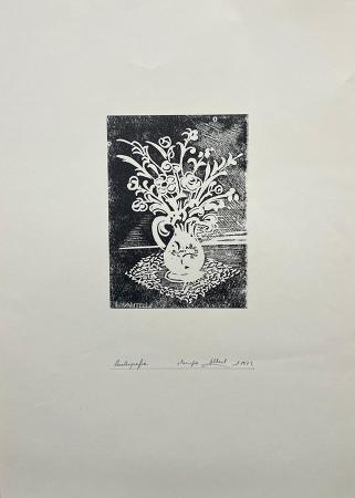 Art work by  Mantelli  Vaso di fiori  - lithography paper 